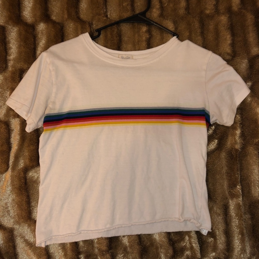 White/Colorful Lined Crop Top